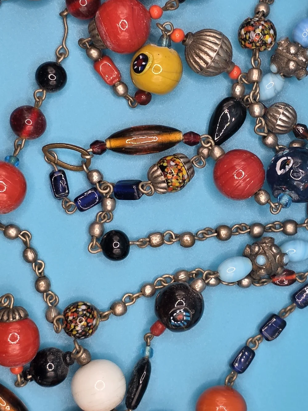 Multicolor Glass Bead Necklace - Bright Bead Ensemble